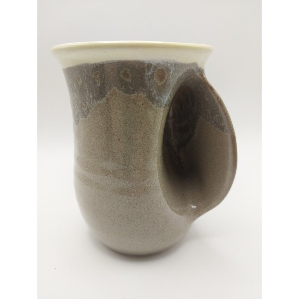 Clay In Motion Hand Warmer Mug Drip Glaze Artist Signed 2018